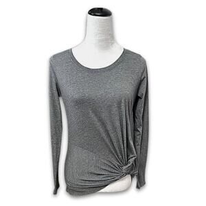 Fabletics Pullover Top Twisted Side Scoop Neckline Long Sleeve Heathered Gray XS